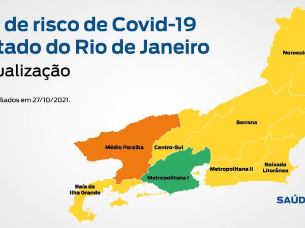 Covid-19: Mapa de Risco            da Região Metropolitana l aparece verde pela 1ª vez