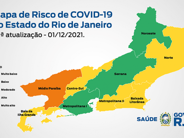 Mapa de risco da Covid: RJ se mantém em bandeira verde, com risco muito baixo